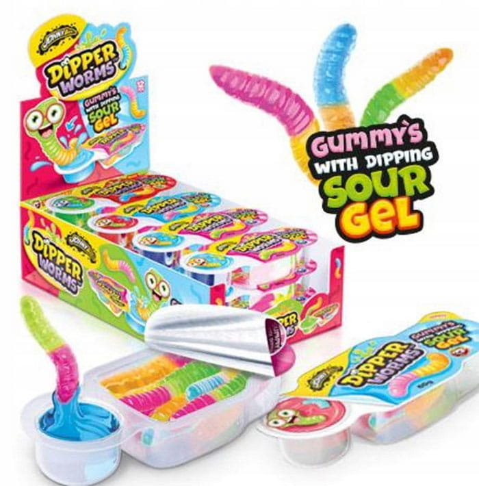 JOHNY BEE WORMS DIPPER ŻELKI OWOCOWE (60G) 12SZT