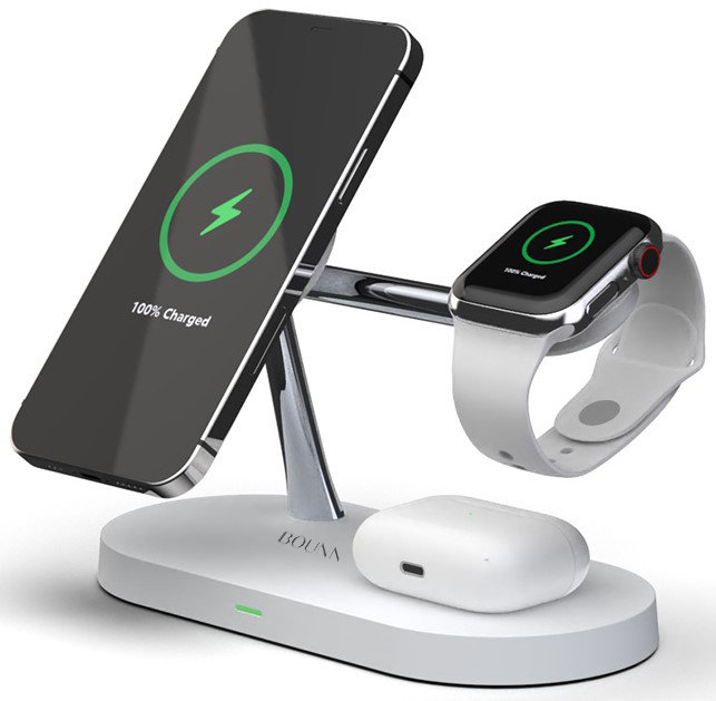Szybka ładowarka bezprzewodowa 15W indukcyjna 3w1 Magsafe IOS Android watch