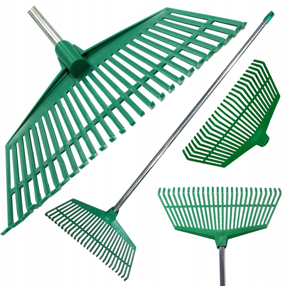 Grabie Ogrodowe Do Liści Trawy Lekkie Plastikowe Trzonek Aluminium 40Cm