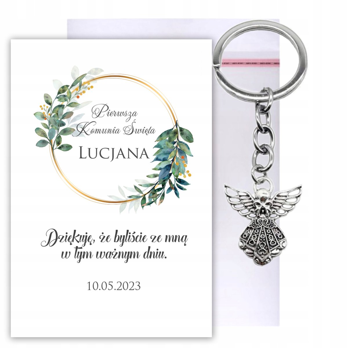 Podziękowania Dla Gości Komunia Aniołek Brelok Y7