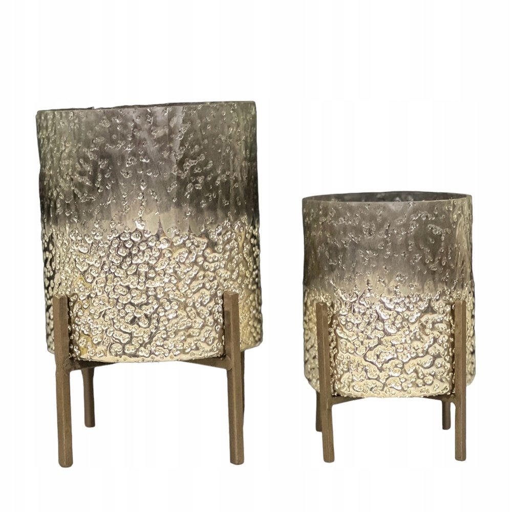 Świecznik Szklany Złoty Lampion Szklany Stojak