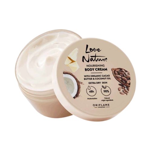 Oriflame, Odżywczy krem do ciała Love Nature z organicznym masłem kakaowym i olejem kokoswym