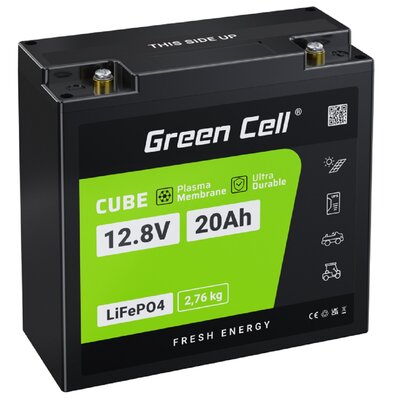 Green cell Akumulator litowo-żelazowo-fosforanowy LiFePO4 Green Cell 12V 12.8V 20Ah do paneli solarnych, kamperów oraz łodzi CAV07