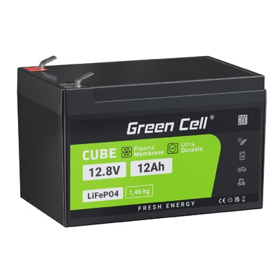 Green Cell Akumulator litowo-żelazowo-fosforanowy LiFePO4 12V 12.8V 12Ah do paneli solarnych, kamperów oraz łodzi