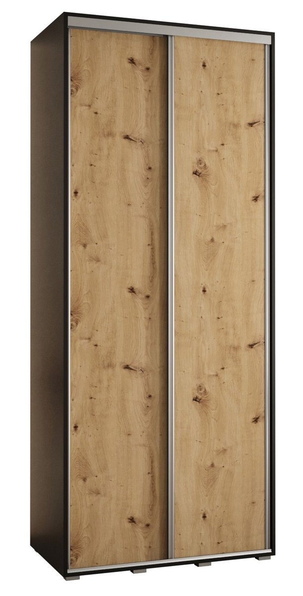 Szafa przesuwna wysoka Davos 1 110 gł. 45 czarny + artisan + srebrny / Abiks Meble