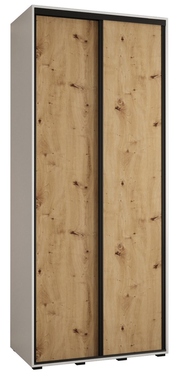 Szafa przesuwna wysoka Davos 1 110 gł. 45 biały + artisan + czarny / Abiks Meble