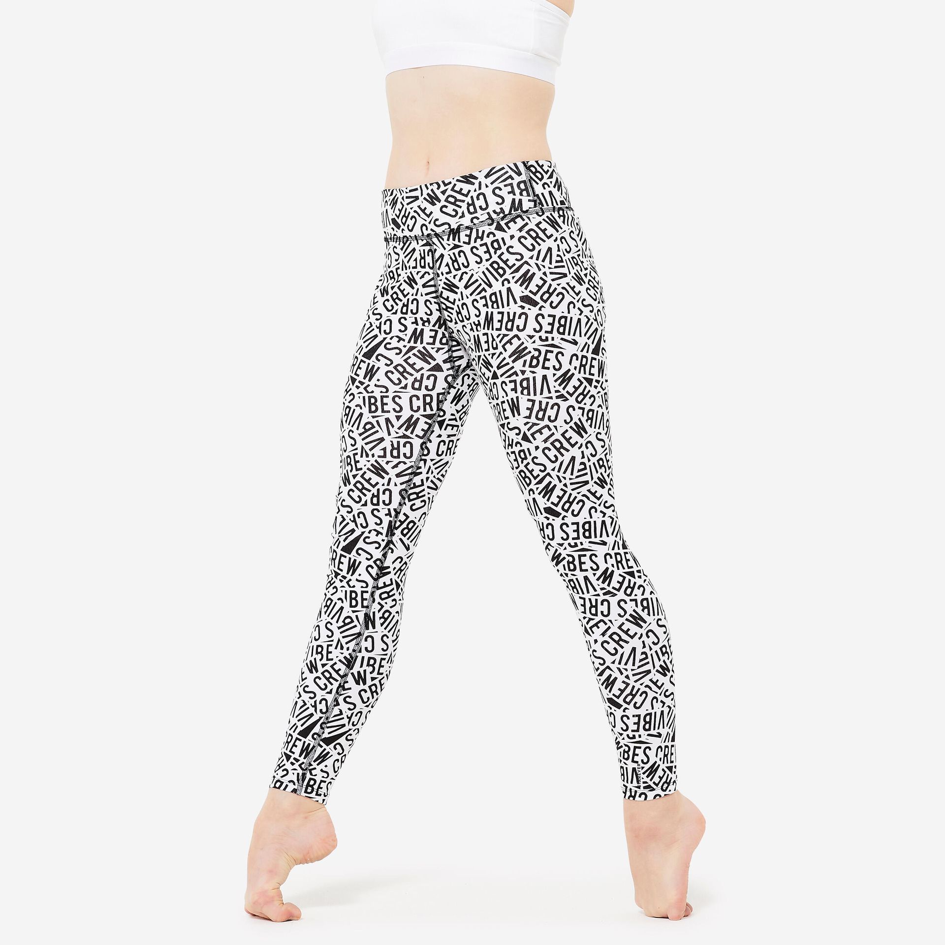Legginsy do tańca modern jazz dla dzieci wysoki stan czarno-białe