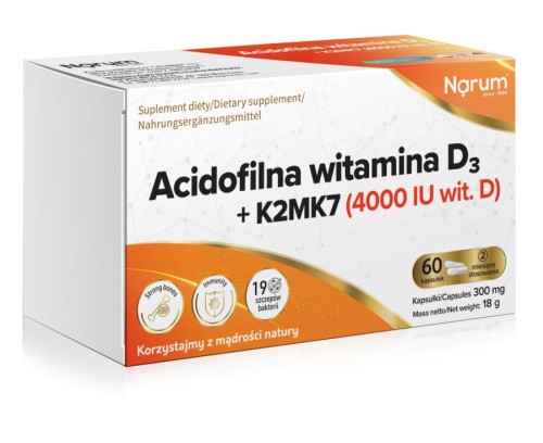 Acidofilna witamina D3 + K2Mk7 (4 000 IU wit. D) (Narum)