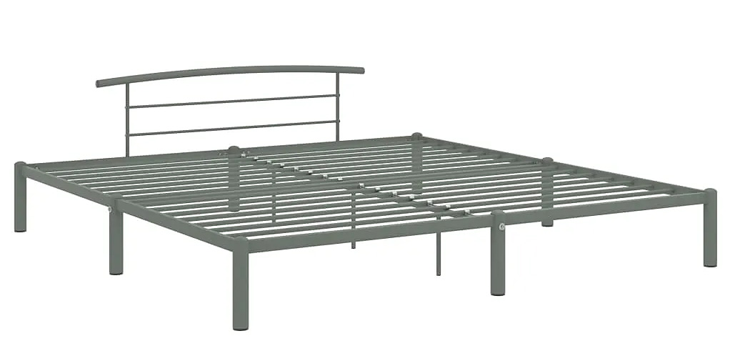 Szare metalowe łóżko dla dwóch osób 180 x 200 cm F7-T37