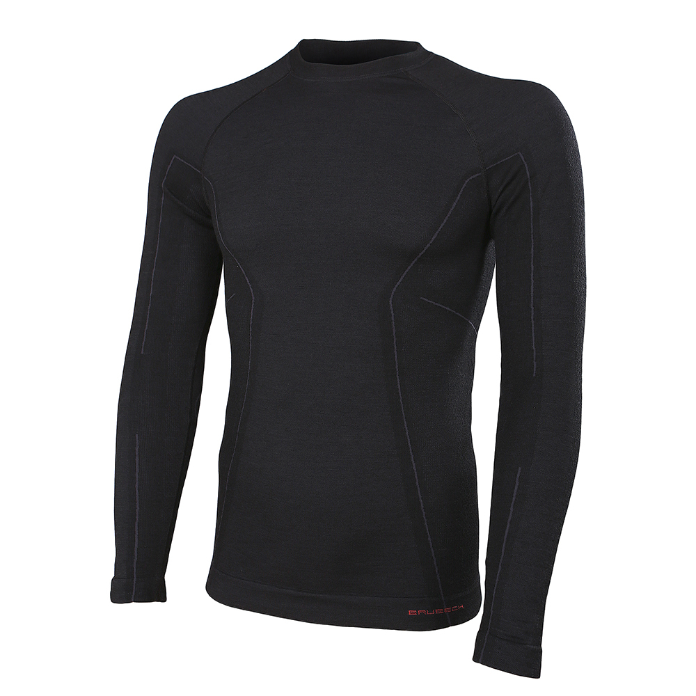 Koszulka z długim rękawem Brubeck Active Wool LS12820 black  - M