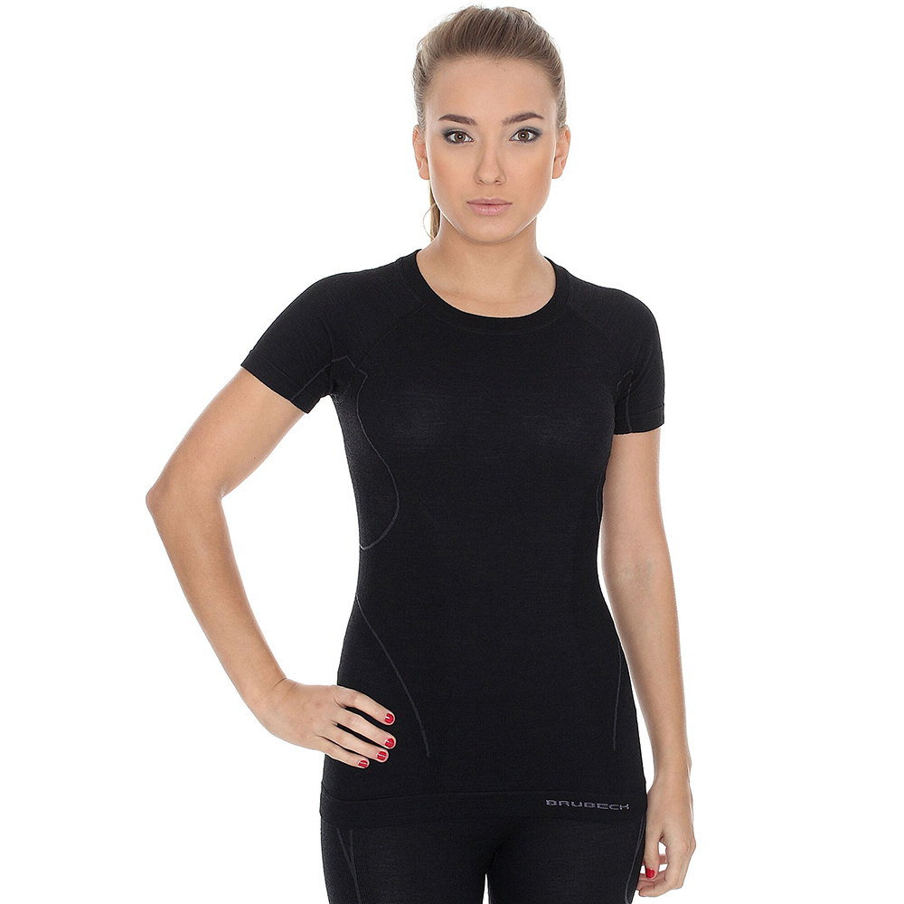 Termoaktywna koszulka damska Brubeck Active Wool SS11700 black - XL