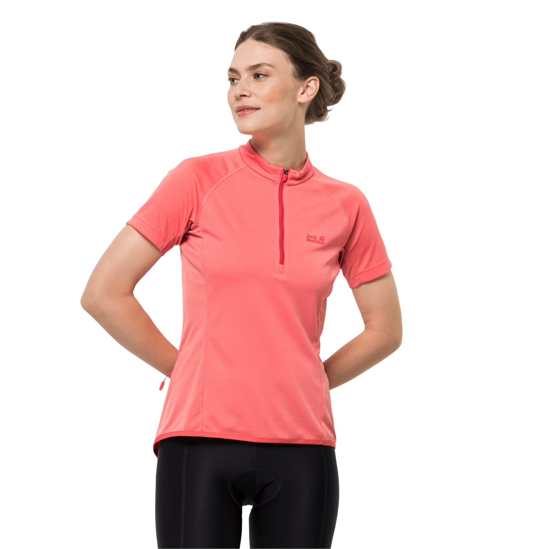 Damska koszulka rowerowa TOURER HALFZIP T W desert rose - XS