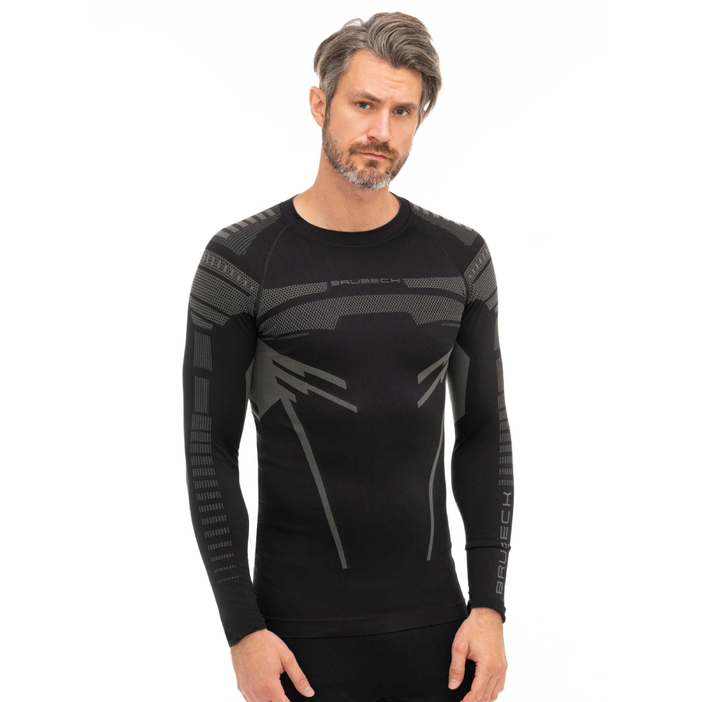 Męska koszulka termoaktywna Brubeck DRY LS15700 black/graphite - S