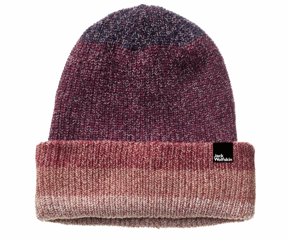 Dziecięca czapka Jack Wolfskin SPIRIT KNIT BEANIE Y dark ruby - ONE SIZE