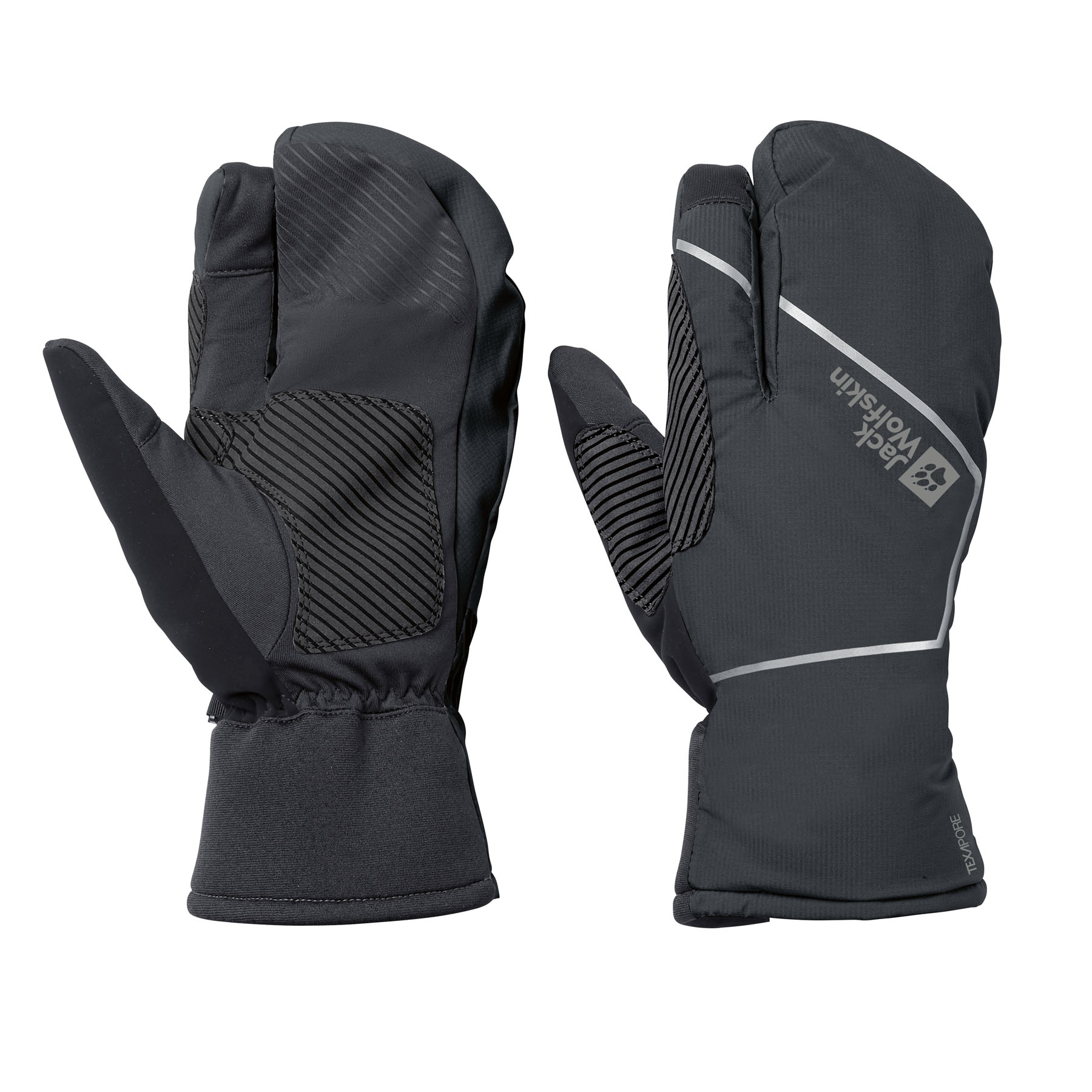 Zimowe rękawice na rower Jack Wolfskin MOROBBIA LOBSTER GLOVE phantom - XS