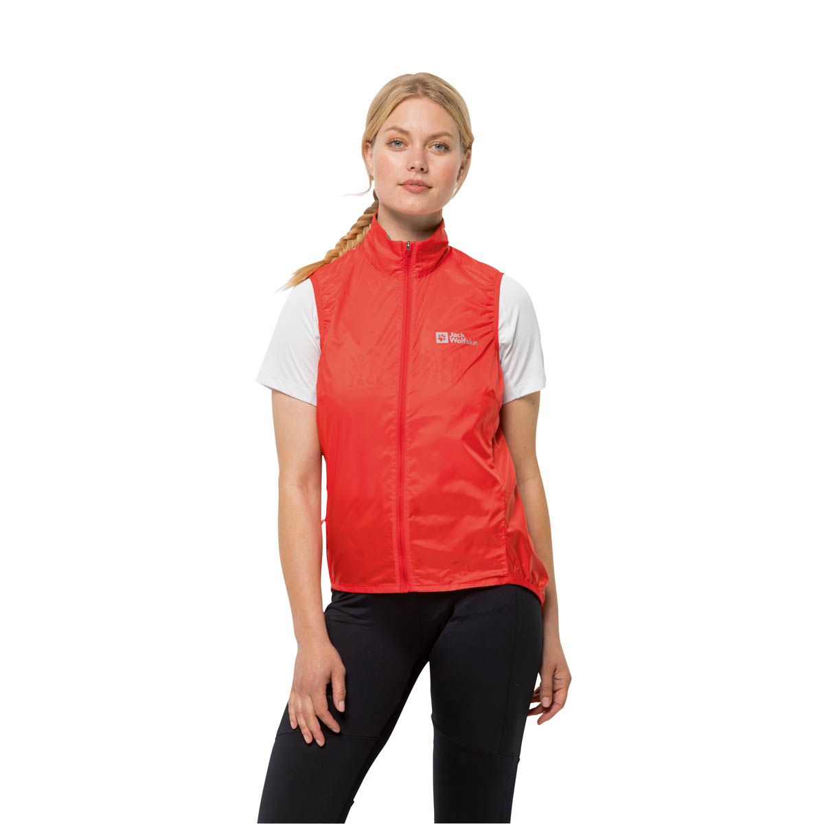 Damska kamizelka rowerowa Jack Wolfskin MOROBBIA WIND VEST W tango orange - M