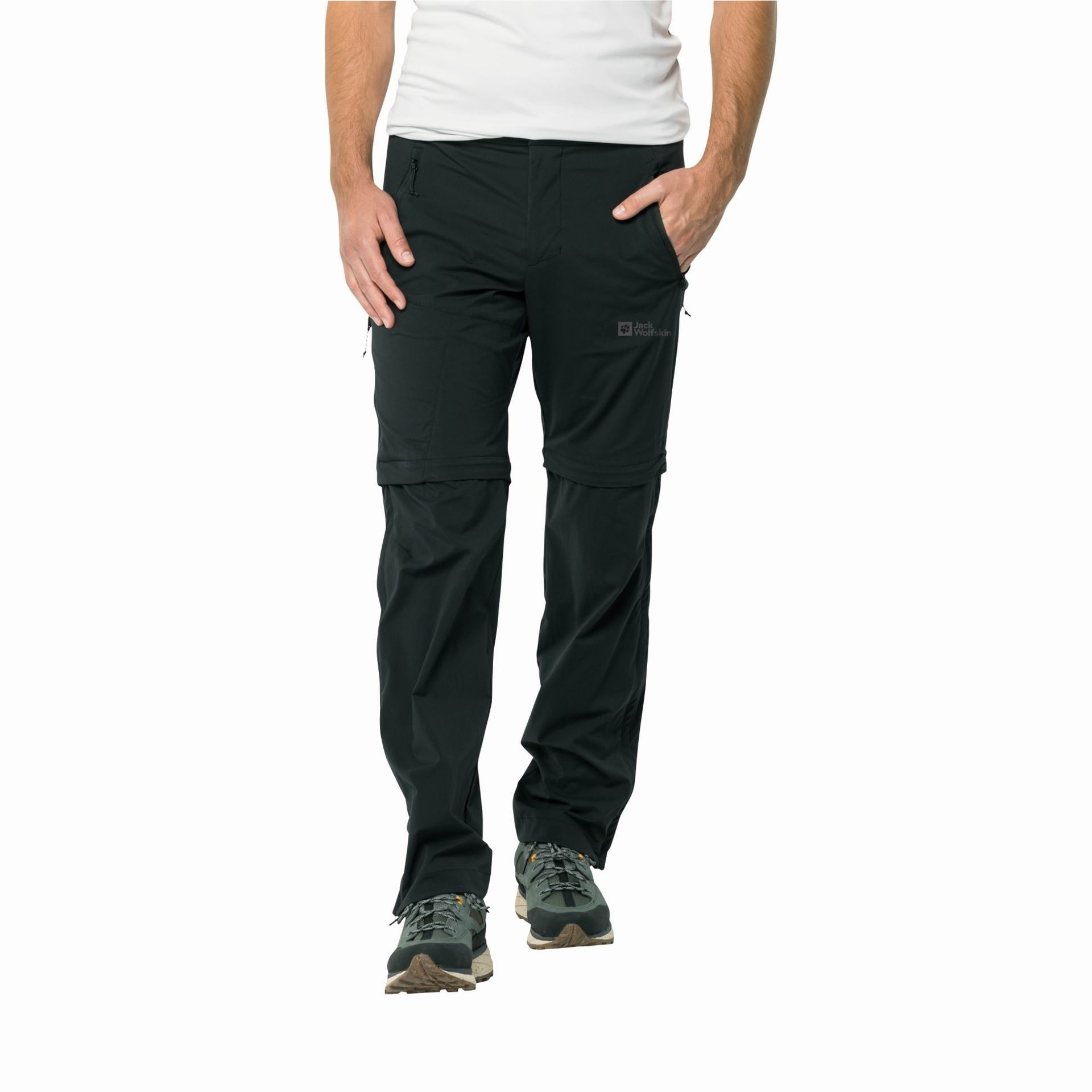 Męskie spodnie softshellowe Jack Wolfskin GLASTAL ZIP AWAY PANTS M black - 48