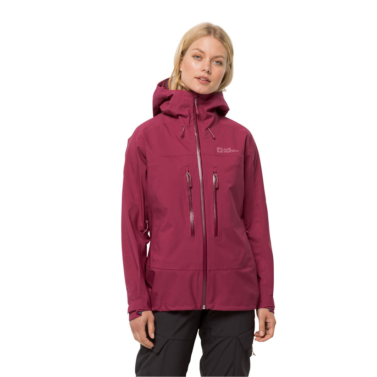 Damska kurtka przeciwdeszczowa Jack Wolfskin KAMMWEG 3L JKT W sangria red - XS