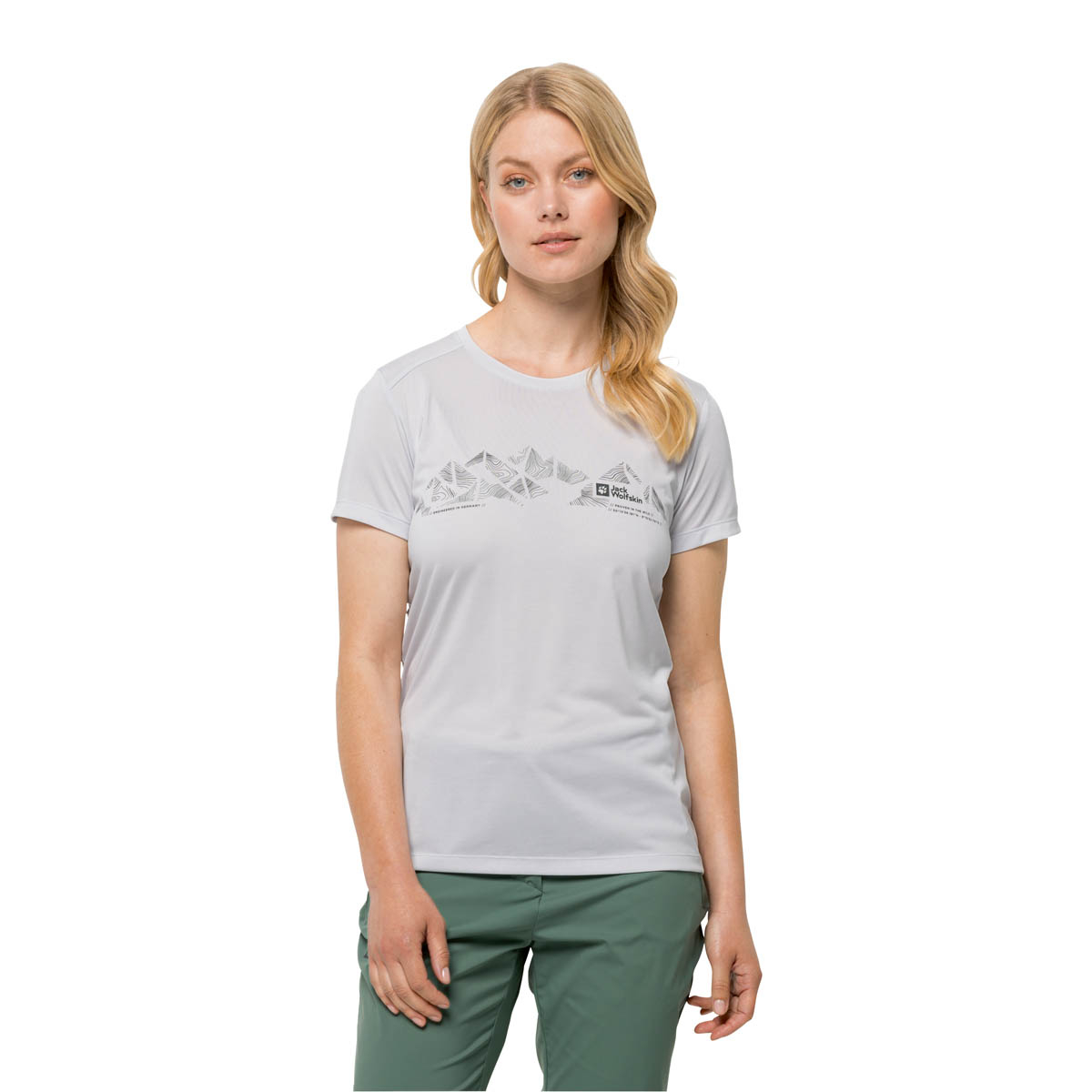 T-shirt damski Jack Wolfskin CROSSTRAIL GRAPHIC T W white cloud - M