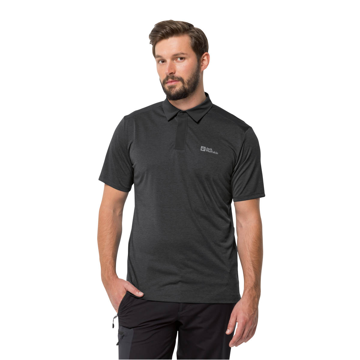 Koszulka polo Jack Wolfskin PACK & GO POLO M black - M
