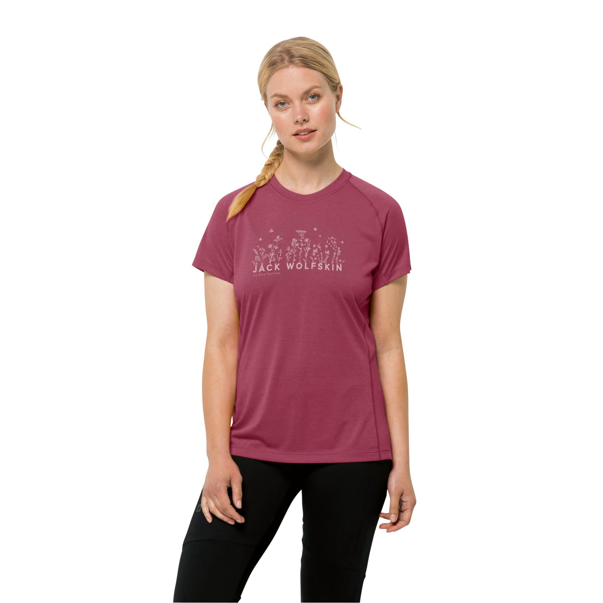 T-shirt rowerowy damski Jack Wolfskin MOROBBIA VENT T W sangria red - S