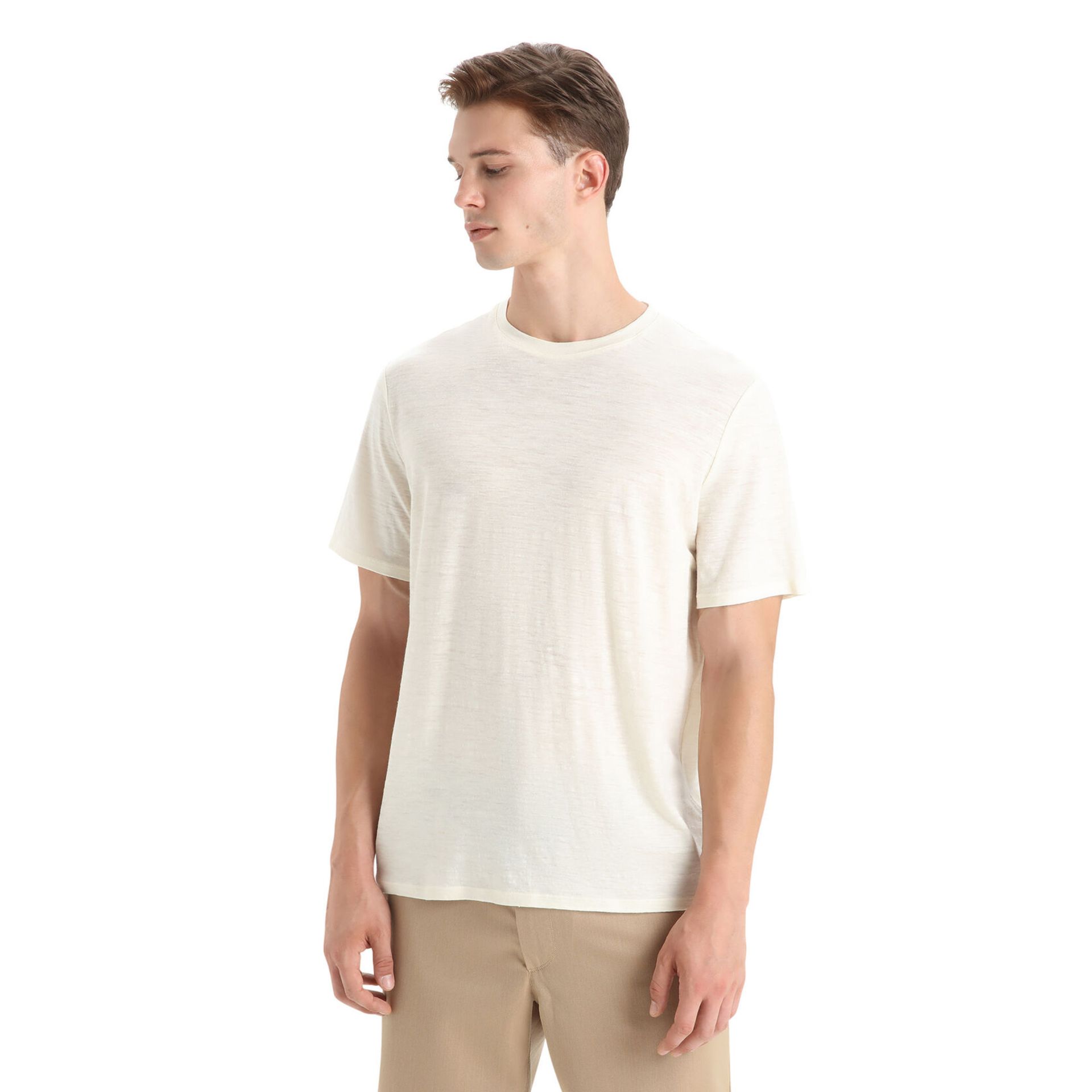 Męska koszulka Icebreaker Merino Linen SS chalk - M