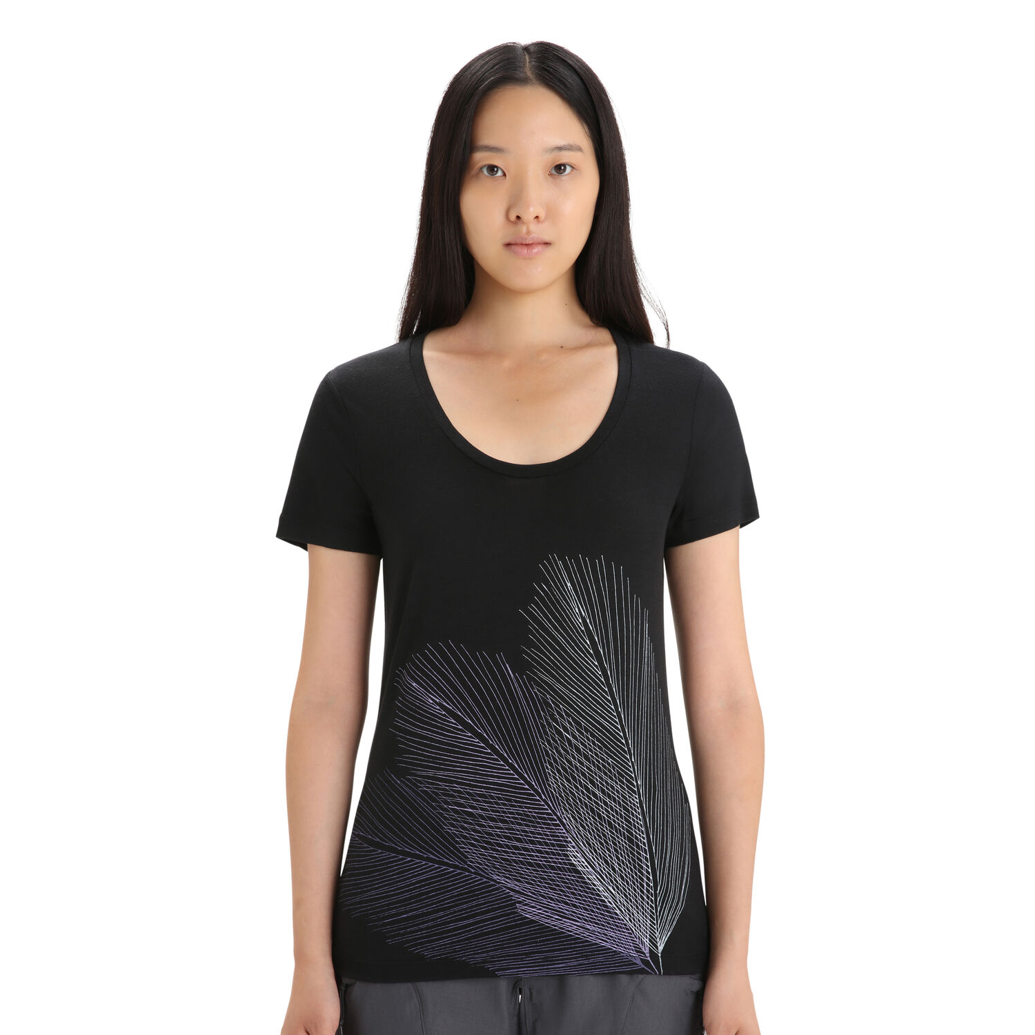 Damska koszulka Icebreaker Tech Lite II SS Tee Scoop Plume black - XS