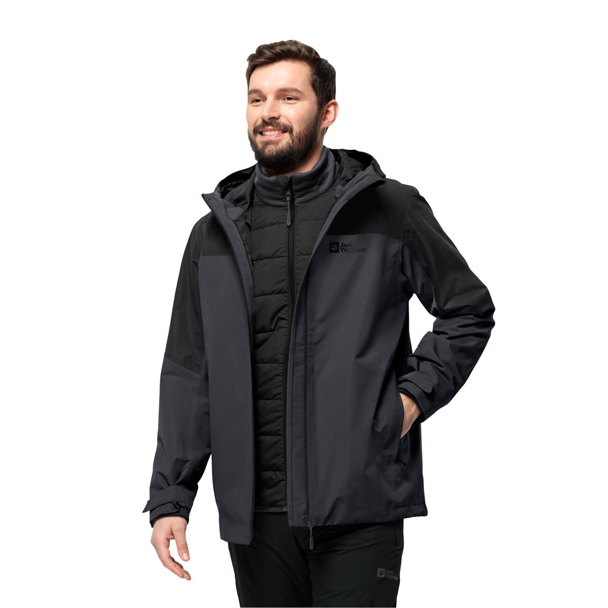 Męska kurtka 3w1 Jack Wolfskin GLAABACH 3IN1 JKT M black - M