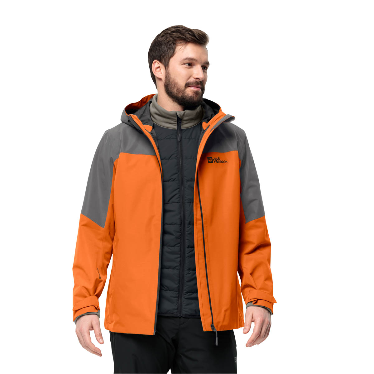 Męska kurtka 3w1 Jack Wolfskin GLAABACH 3IN1 JKT M smokey grey - S