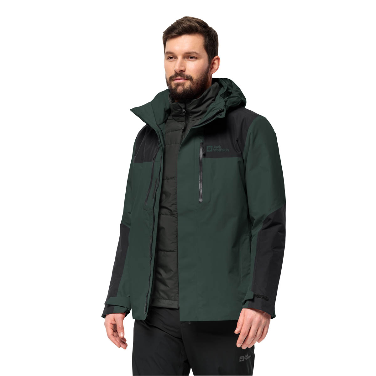 Męska kurtka  Jack Wolfskin JASPER 3IN1 JKT M black olive - M