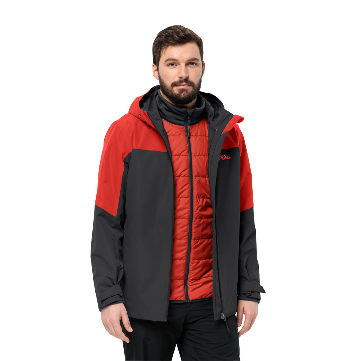 Męska kurtka 3w1 Jack Wolfskin GLAABACH 3IN1 JKT M strong red - S