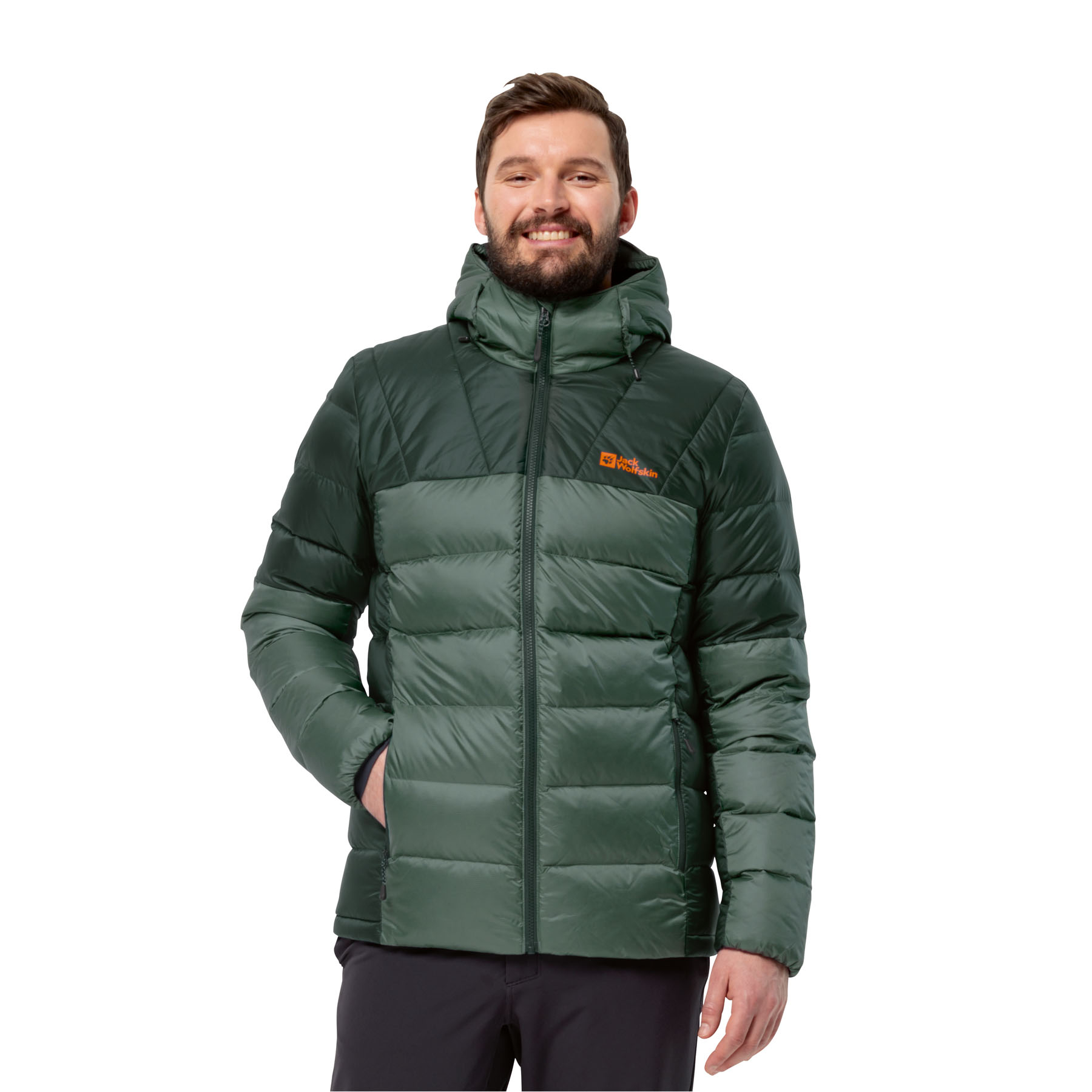 Męska kurtka puchowa Jack Wolfskin NEBELHORN DOWN HOODY M hedge green - S