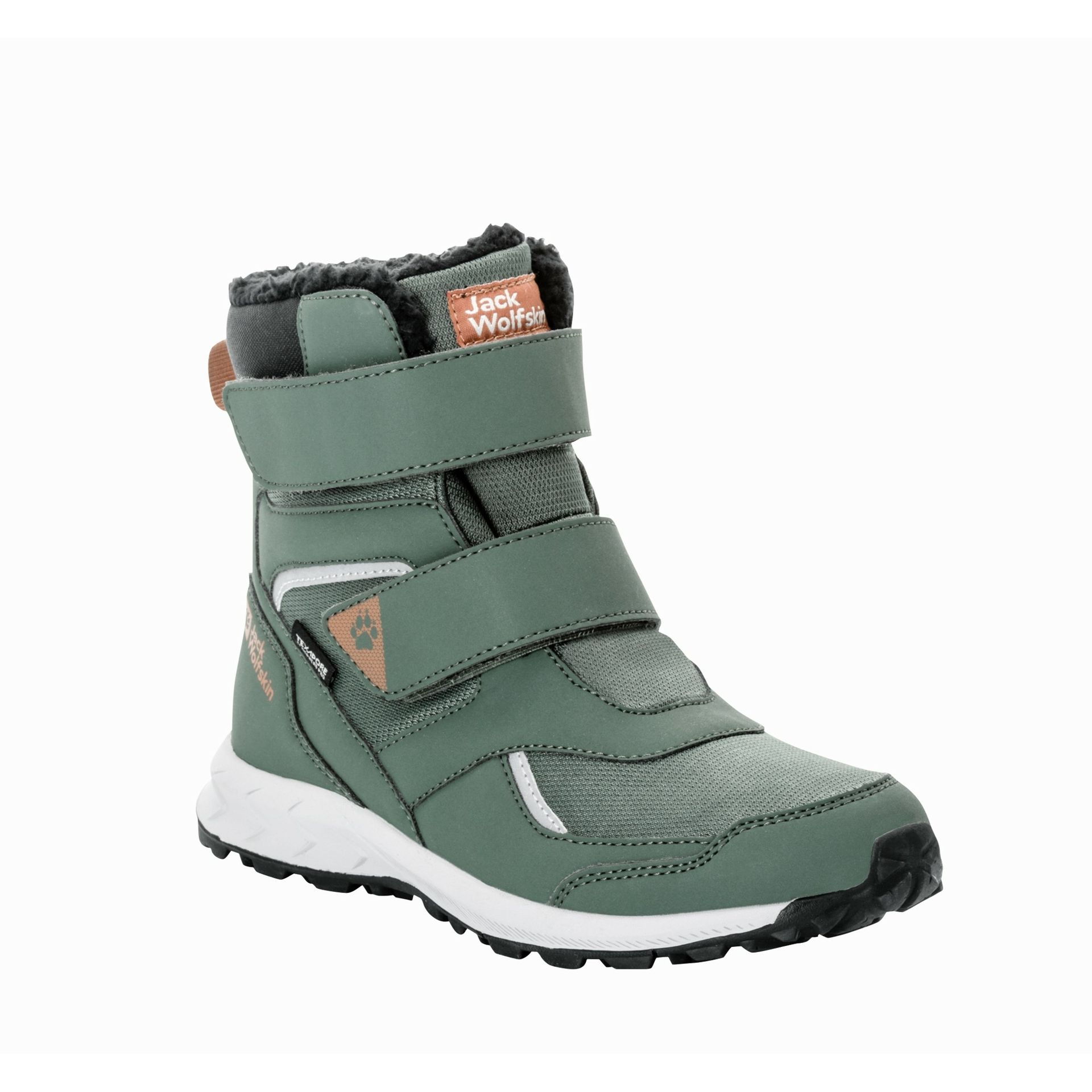 Buty zimowe dla dzieci Jack Wolfskin WOODLAND WT TEXAPORE HIGH VC K slate green - 35