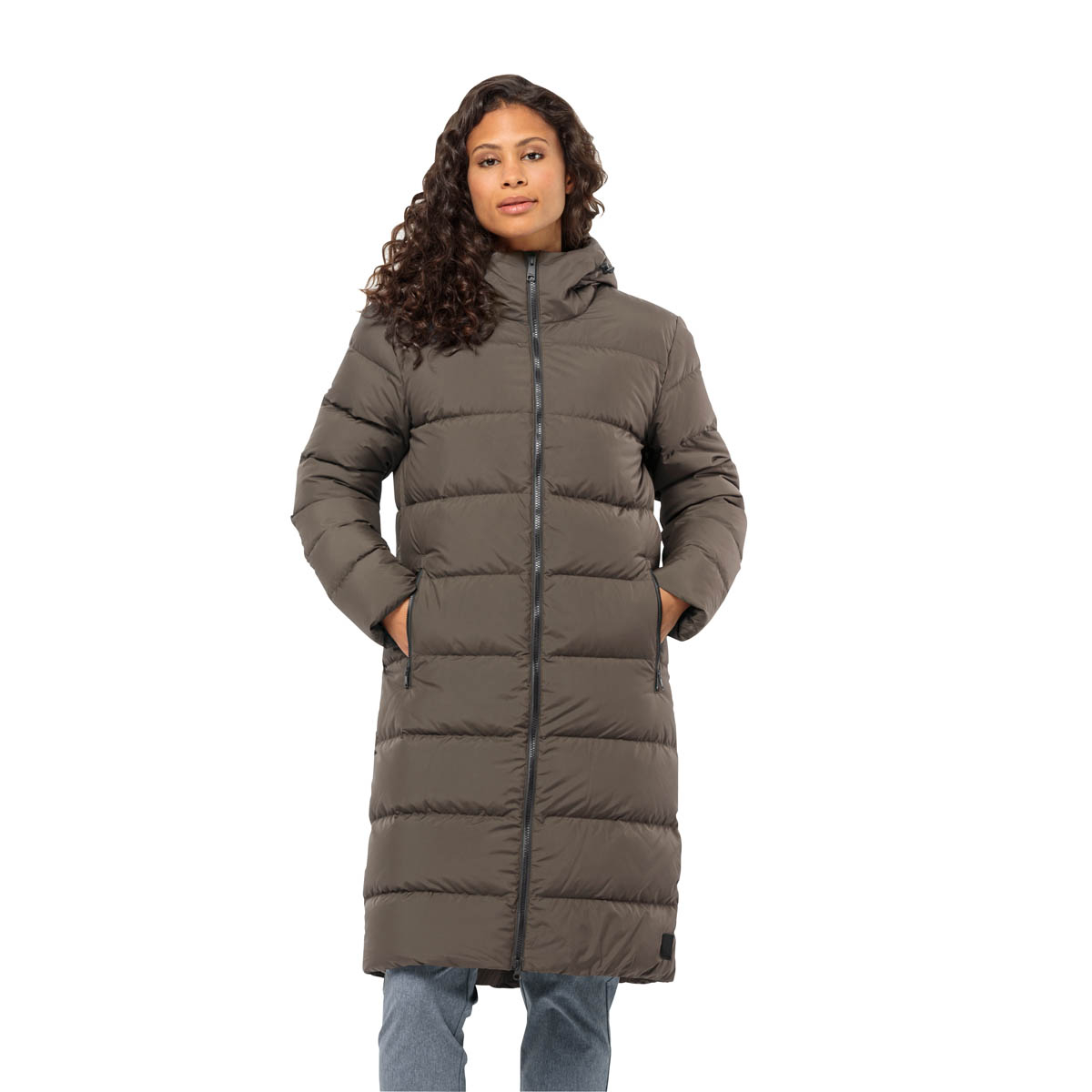 Damski płaszcz puchowy Jack Wolfskin FROZEN PALACE COAT W cold coffee - L