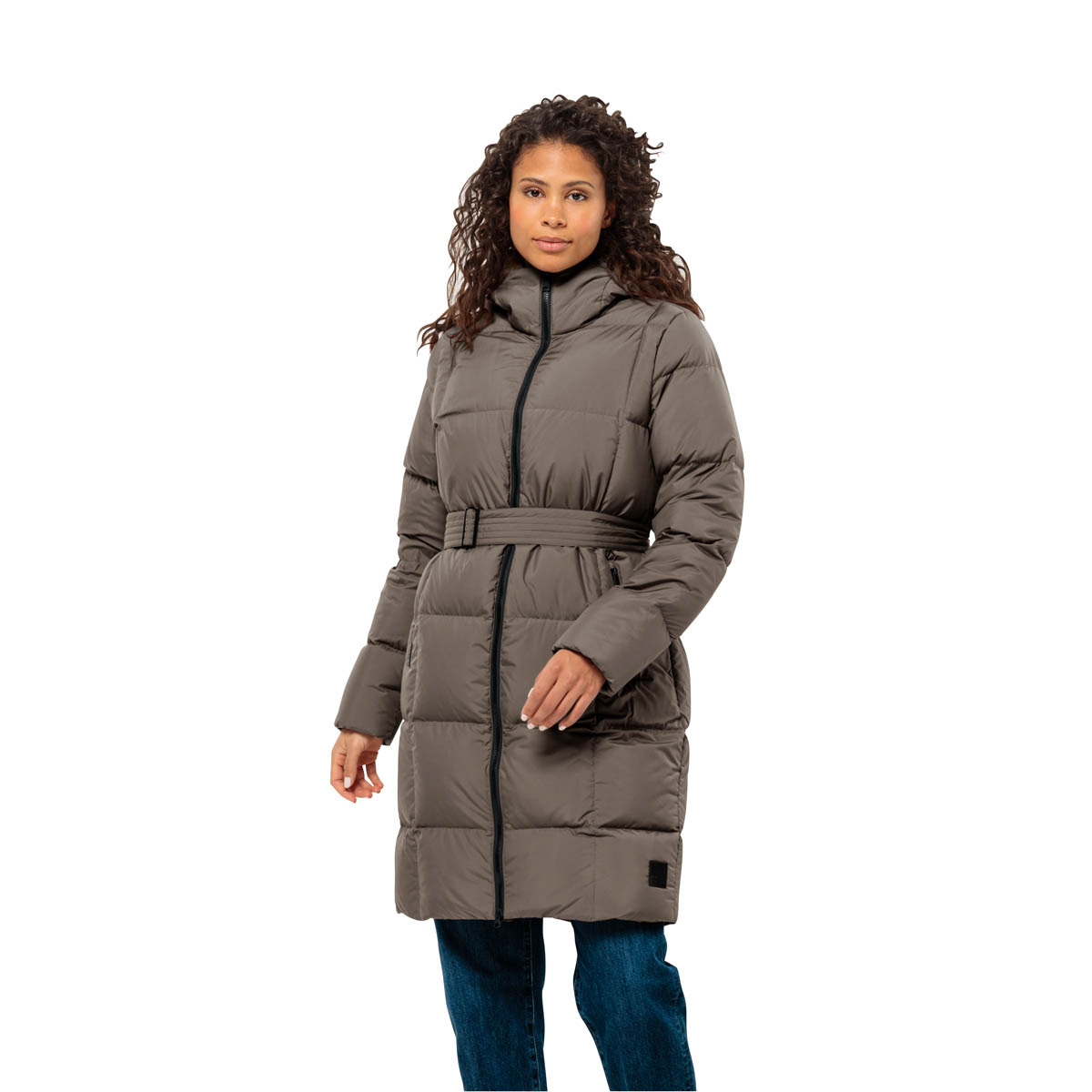 Damski płaszcz puchowy Jack Wolfskin FROZEN LAKE COAT W cold coffee - M