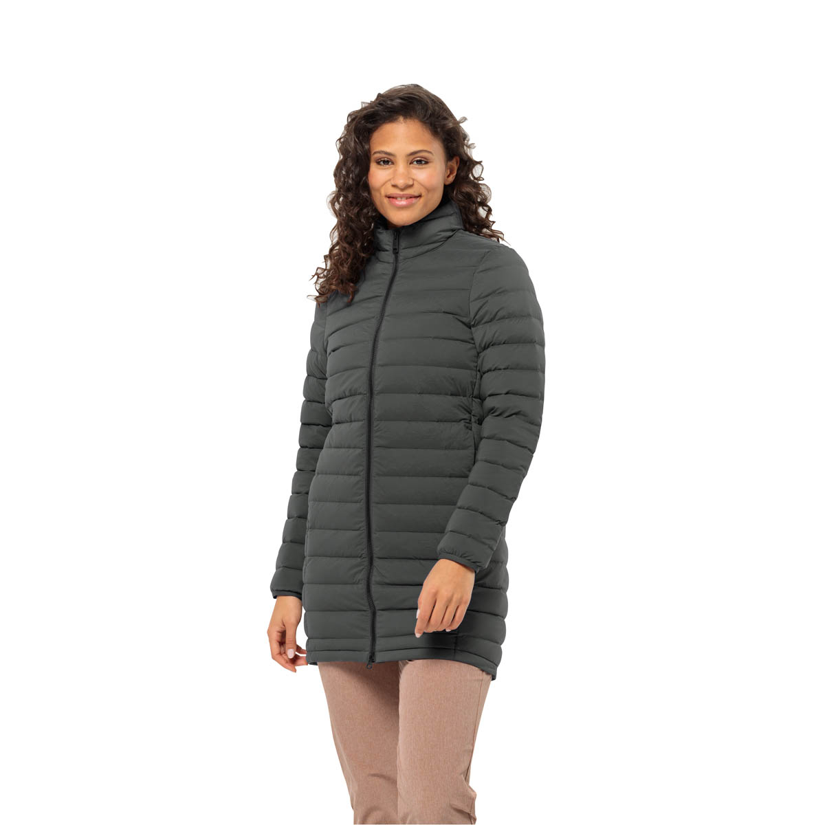 Damski płaszcz puchowy Jack Wolfskin ARCADEN COAT W slate green - XS