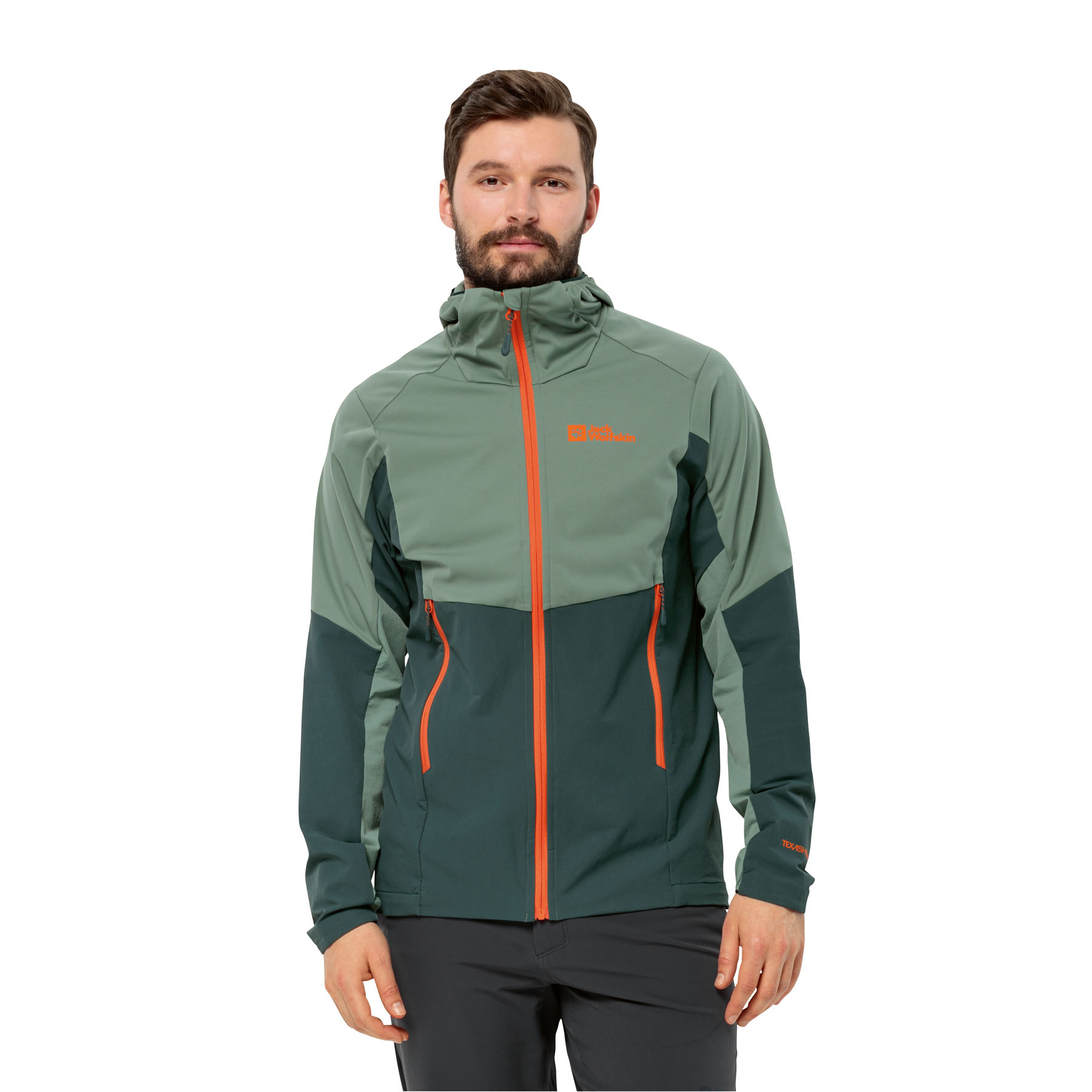 Męska kurtka softshellowa Jack Wolfskin BRISSTAL HOODY M black olive - M