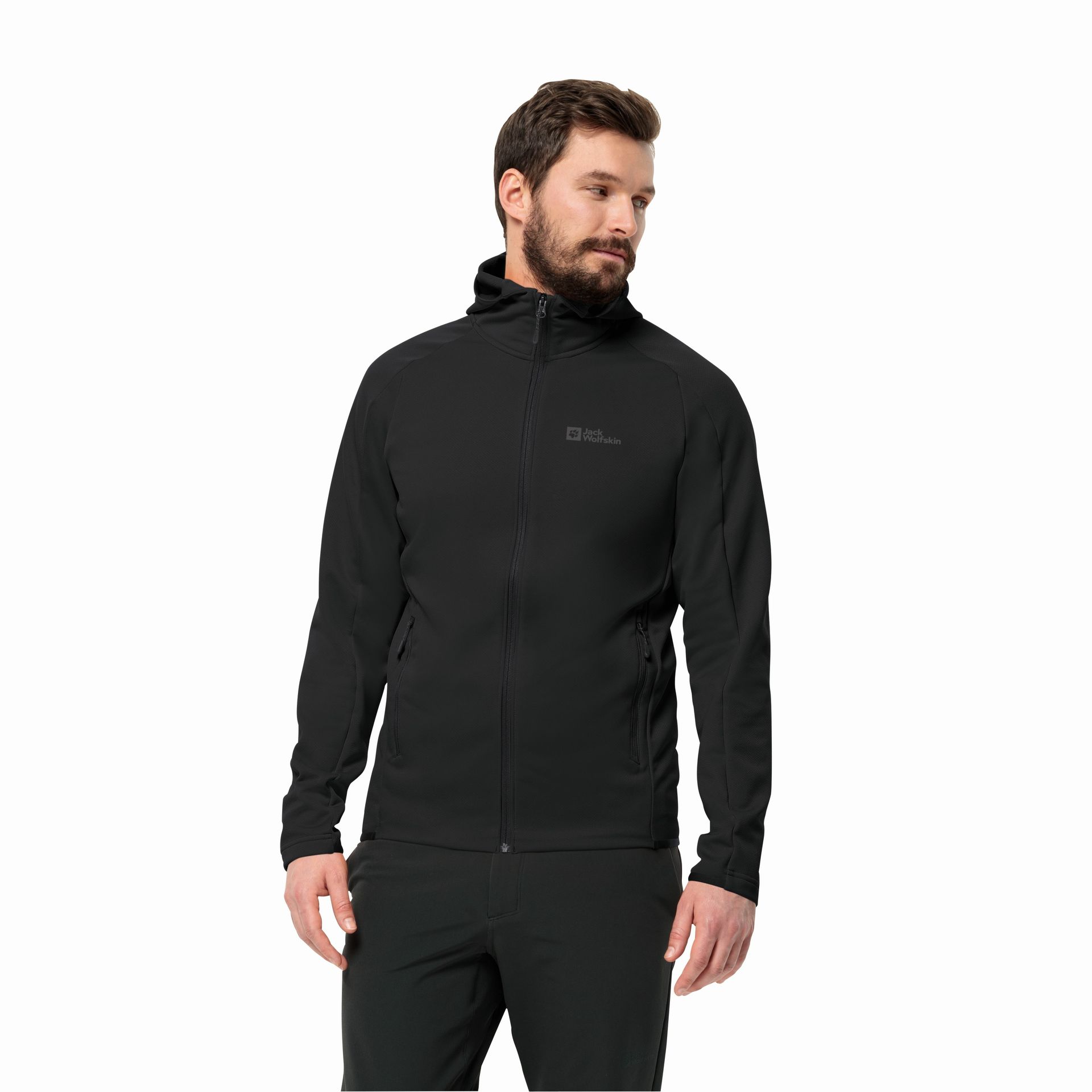 Męska kurtka polarowa Jack Wolfskin ALPGRAT HOODED FZ M black - S