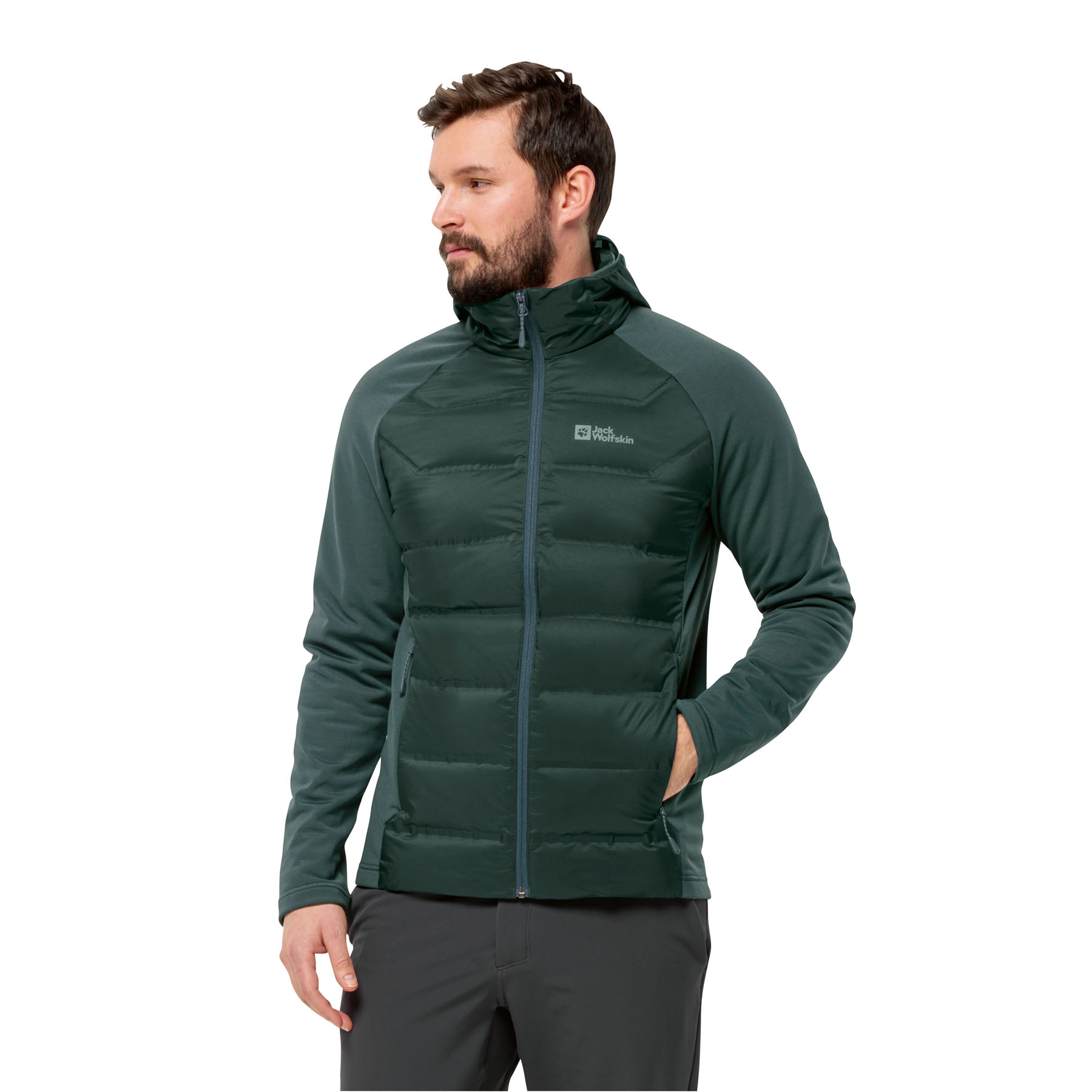 Męska kurtka hybrydowa Jack Wolfskin TASMAN DOWN HYBRID M black olive - S