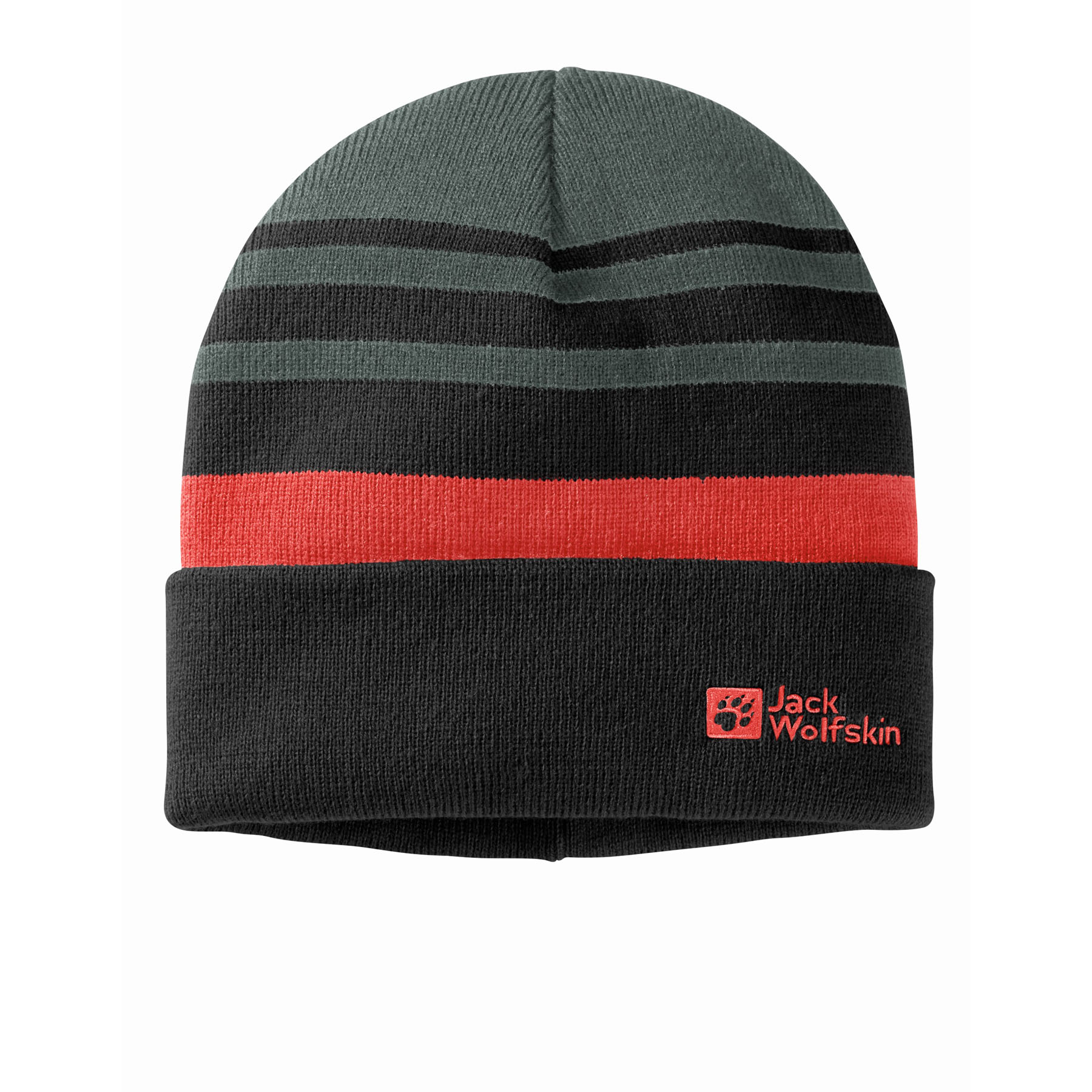 Dziecięca czapka Jack Wolfskin STRIPY KNIT BEANIE K slate green - S