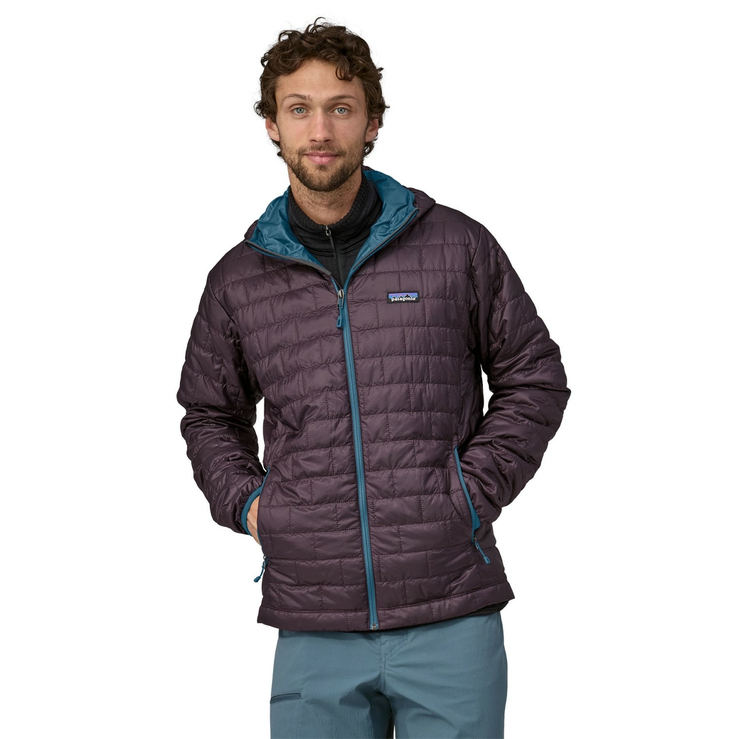 Męska kurtka ocieplana Patagonia Nano Puff Hoody obsidian plum - L