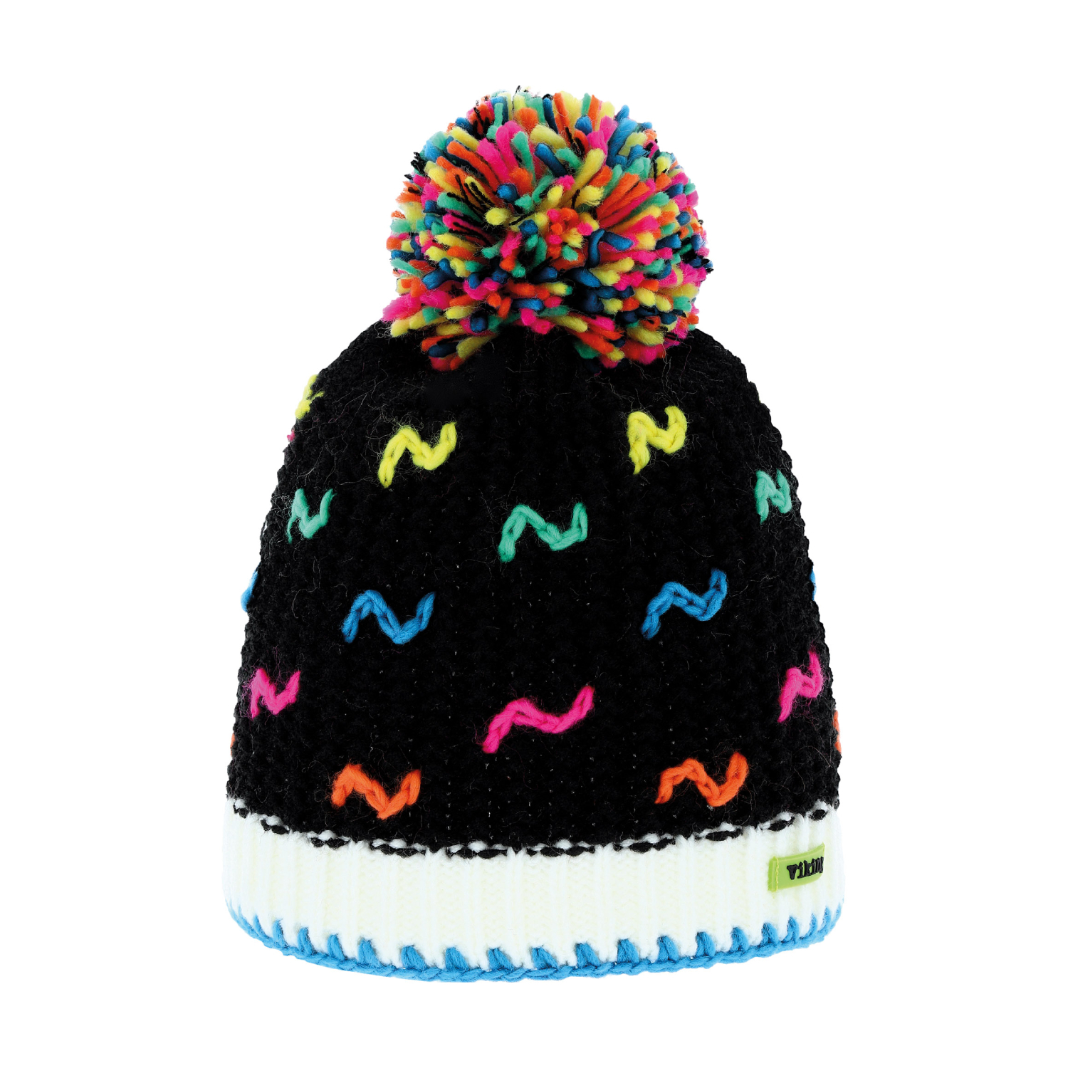 Dziecięca czapka z pomponem Viking Elis Kids black - ONE SIZE