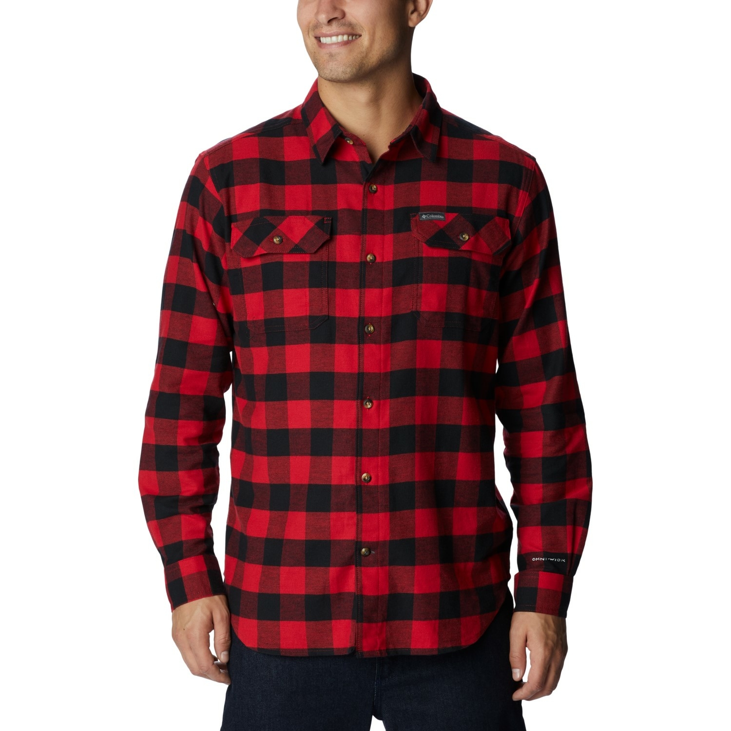 Męska koszula flanelowa Columbia Flare Gun™ Stretch Flannel Shirt mountain red twill buffalo check - M