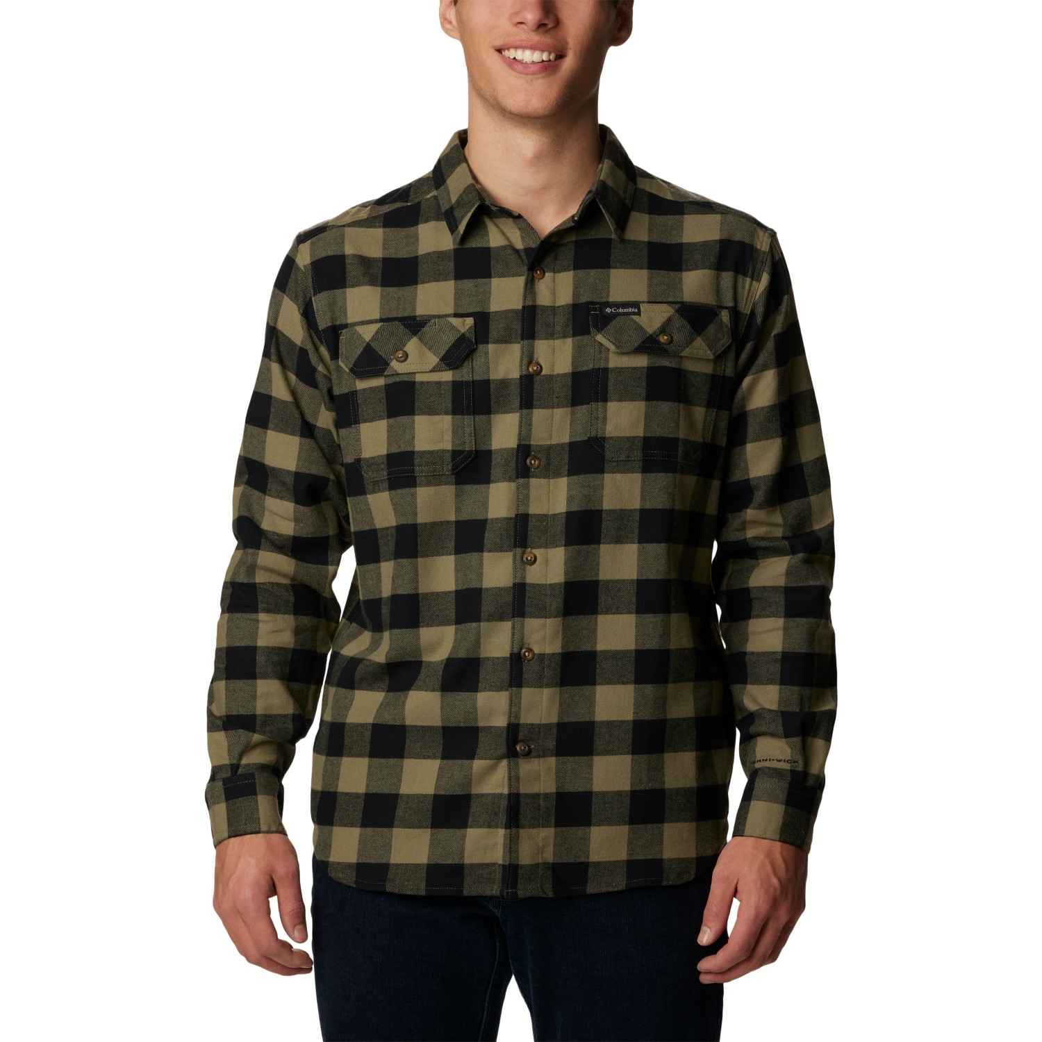 Męska koszula flanelowa Columbia Flare Gun™ Stretch Flannel Shirt stone green buffalo check - M