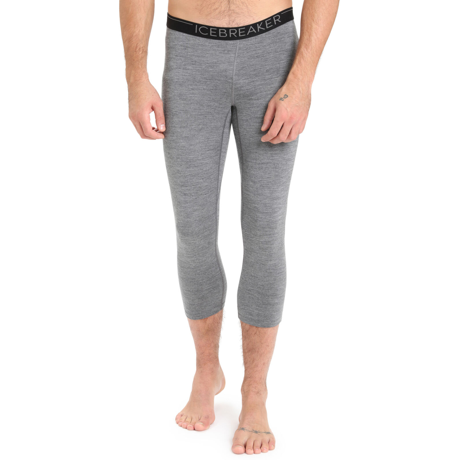 Męskie legginsy termoaktywne z merino 3/4 Icebreaker 200 Oasis Legless gristone heather - S