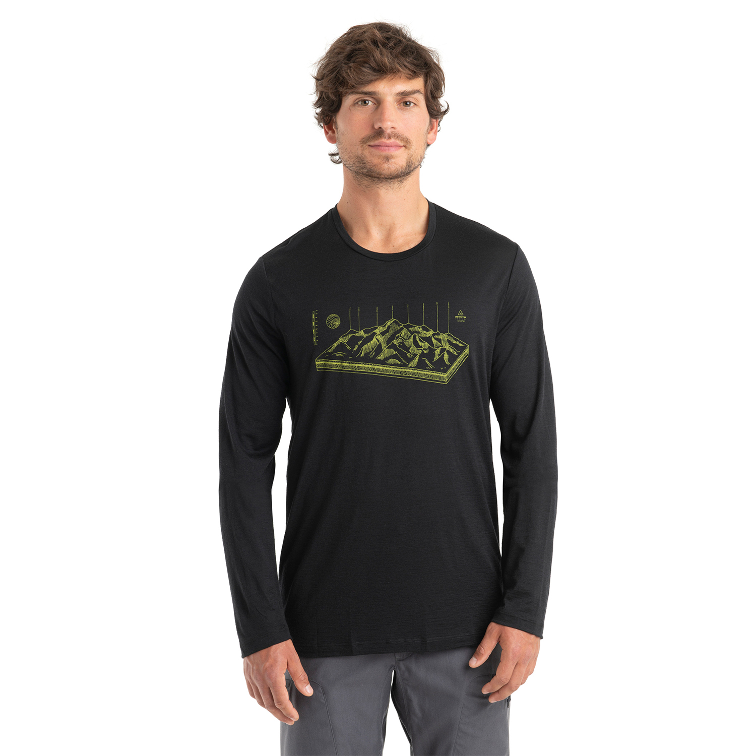 Męska koszulka termoaktywna Icebreaker Merino 150 Tech Lite II LS Tee Alps 3D black - XXL