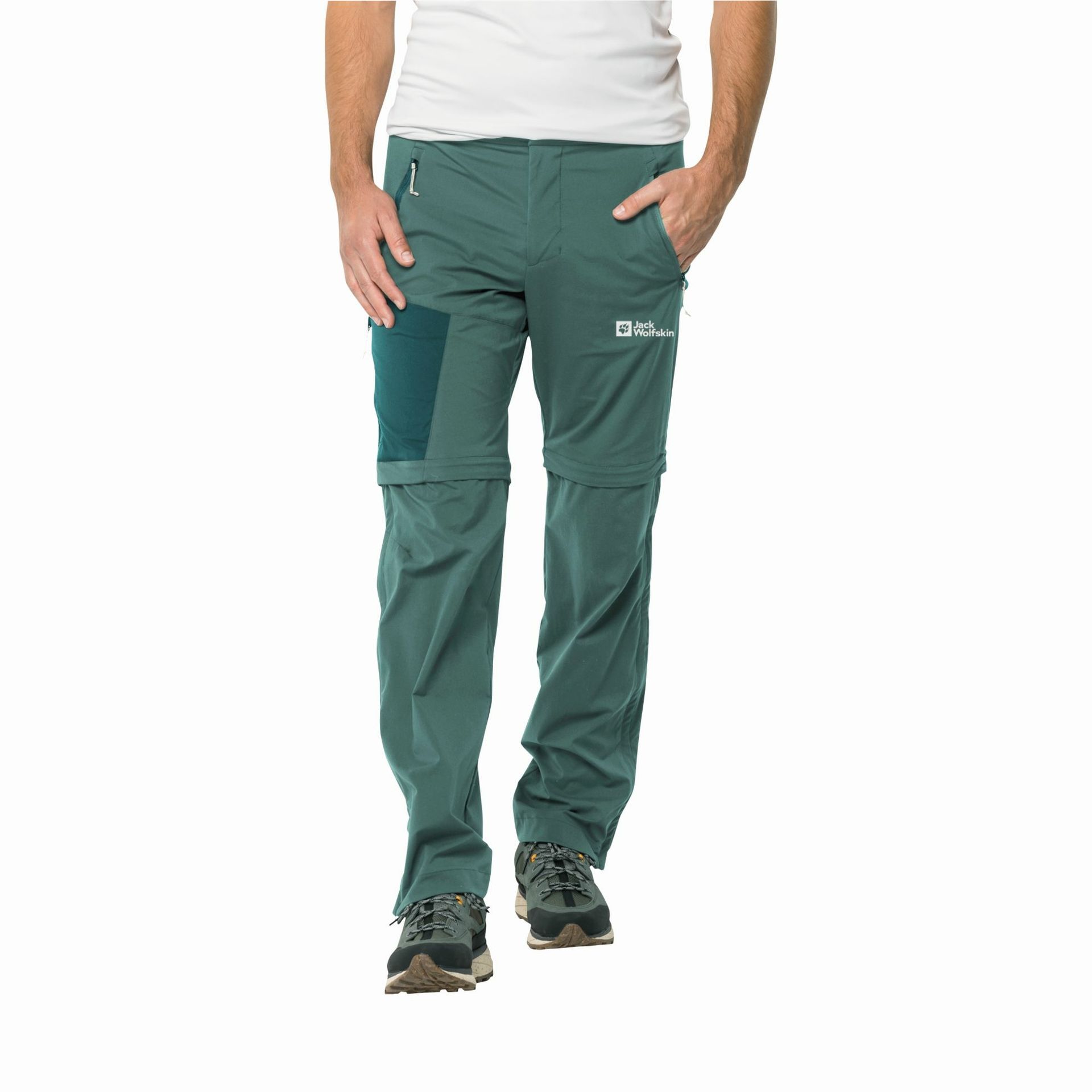 Męskie spodnie softshellowe Jack Wolfskin GLASTAL ZIP AWAY PANTS M jade green - 46