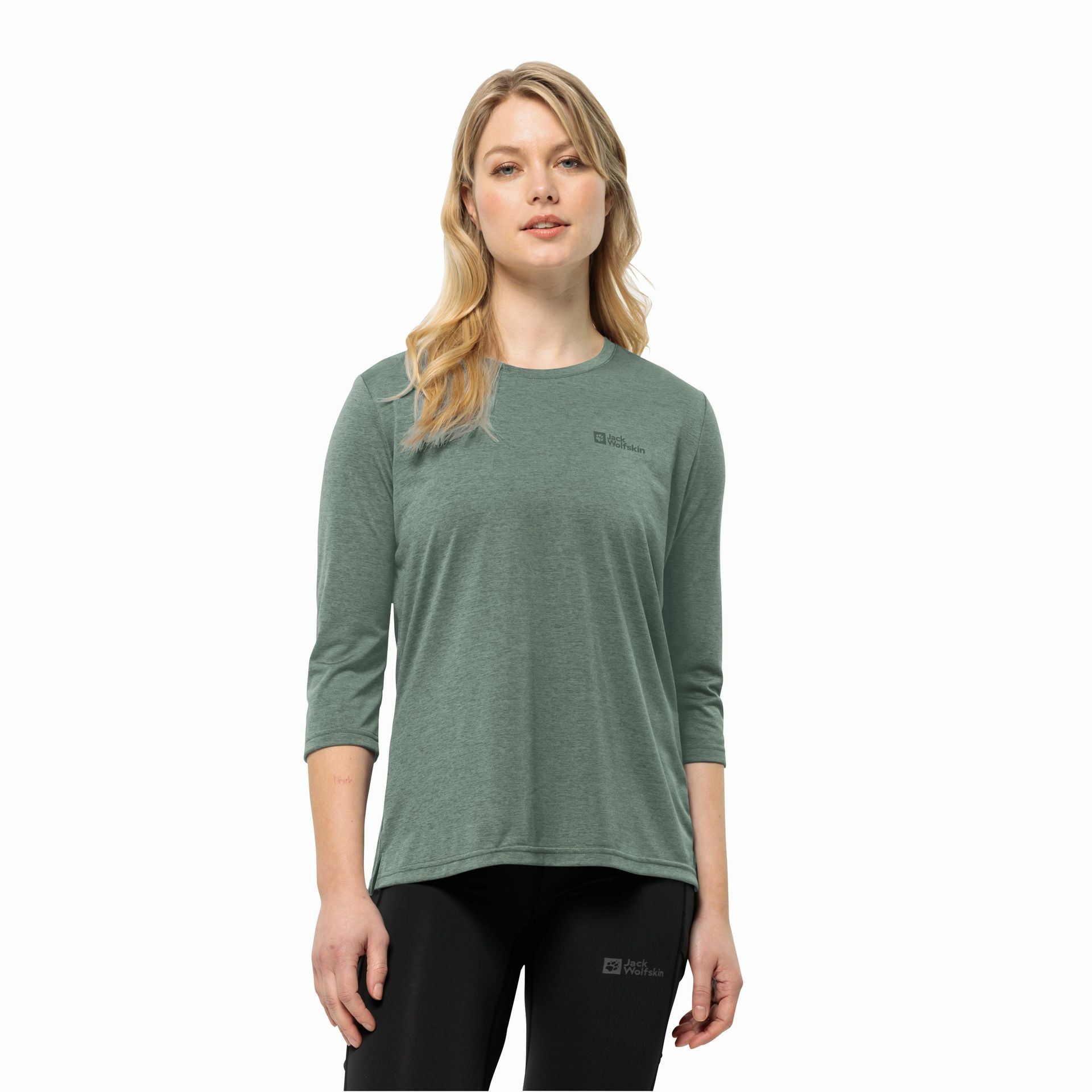 Damska koszulka sportowa Jack Wolfskin CROSSTRAIL 3/4 T W hedge green - XS