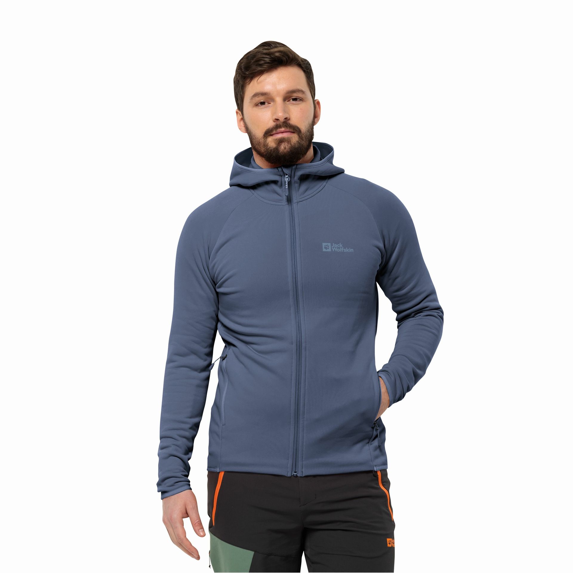 Męski polar Jack Wolfskin BAISELBERG HOODED FZ M evening sky - S
