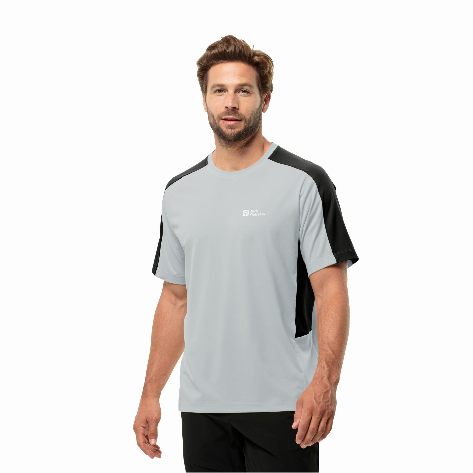 Męska koszulka szybkoschnąca Jack Wolfskin NARROWS T M cool grey - XXL
